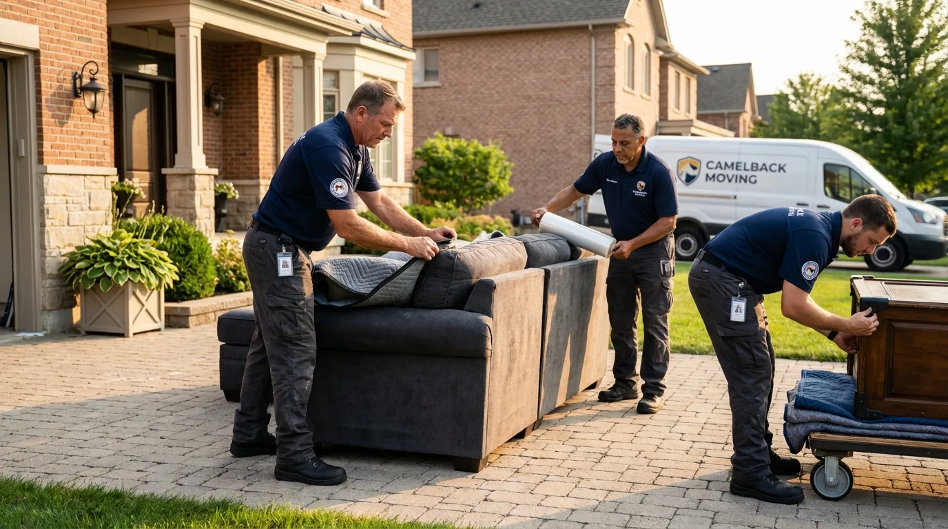 Large estate moving crew wrapping furniture in Parsonsfield, ME