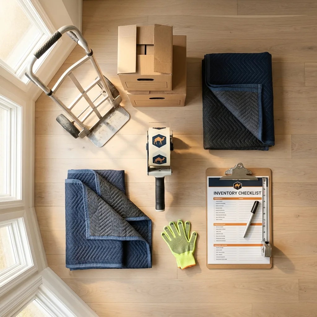 Professional moving supplies and packing materials layout for Parsonsfield residential relocations